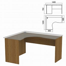 Стол компактный ЧАСТЬ 2 "Арго", 1400х1200х760 мм, левый, орех - Фото предпросмотра