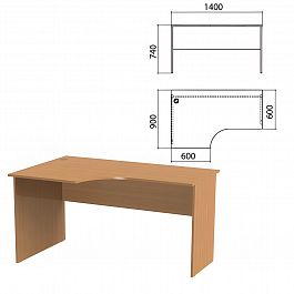 Стол письменный эргономичный "Эко", 1400х900х740 мм, левый, бук бавария, 400748-55 - Фото предпросмотра