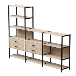 Набор стеллажных систем №11 Everprof EVO 2440x385x1840 Дуб Соната/Черный - Фото предпросмотра