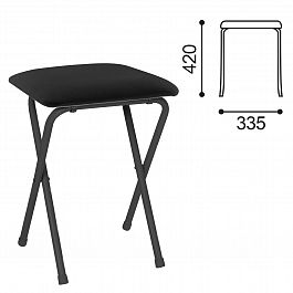 Табурет складной РС01-02, черный каркас, кожзам черный, РС01.00.01-02-2 - Фото предпросмотра