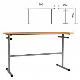 Стол для столовых 1200х600х760 мм, рост 6, серый каркас, ДСП/пластик, цвет бук - Фото предпросмотра