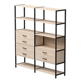 Набор стеллажных систем №8 Everprof EVO 2440x385x1840 Дуб Соната/Черный - Фото предпросмотра