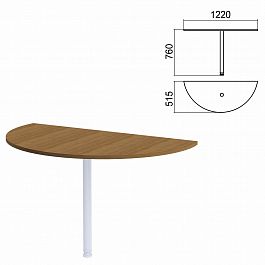 Стол приставной полукруг "Арго", 1220х515 мм, БЕЗ ОПОРЫ, орех - Фото предпросмотра