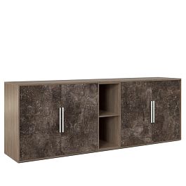 Шкаф низкий 4 створки, с нишей B-tone 213,8x45x78 дуб урбан бетон темный - Фото предпросмотра