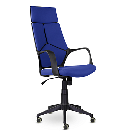 Кресло офисное / IQ  / (black plastic blue) черный пластик / ярко-синий ткань - Фото предпросмотра