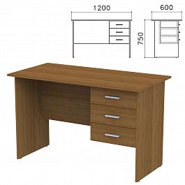 Стол письменный "Канц", 1200х600х750 мм, тумба 3 ящика, цвет орех пирамидальный, СК27.9 - Фото предпросмотра