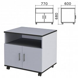 Тумба для оргтехники "Монолит", 770х600х680 мм, 2 двери, полка, цвет серый, ТМ30.11 - Фото предпросмотра