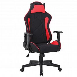 Кресло компьютерное BRABIX "GT Racer GM-101", подушка, ткань, черное/красное, 531820 - Фото предпросмотра