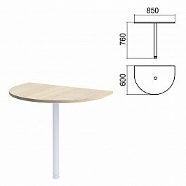 Стол приставной полукруг "Арго", 850х600 мм, БЕЗ ОПОРЫ, ясень шимо - Фото предпросмотра