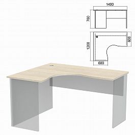 Стол компактный ЧАСТЬ 1 "Арго", 1400х1200х760 мм, левый, ясень шимо - Фото предпросмотра