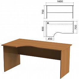 Стол письменный эргономичный "Монолит", 1600х900х750 мм, левый, цвет орех гварнери, СМ7.3 - Фото предпросмотра
