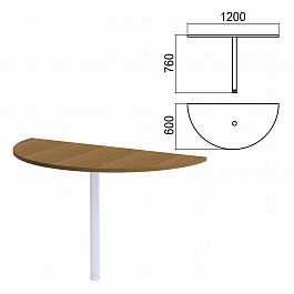 Стол приставной полукруг "Арго", 1200х600 мм, БЕЗ ОПОРЫ, орех - Фото предпросмотра