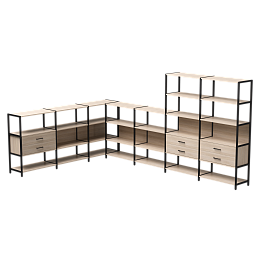 Набор стеллажных систем №19 Everprof EVO 2440x3630x1840 Дуб Соната/Черный - Фото предпросмотра