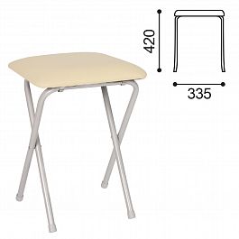 Табурет складной РС01-02, серебристый каркас, кожзам бежевый, РС01.00.01-02-5 - Фото предпросмотра