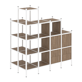 Loft Угловой внешний стеллаж наборный VR.L-58 Дуб аризона/Белый металл 862*1694*1869 - Фото предпросмотра