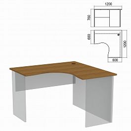 Стол компактный ЧАСТЬ 1 "Арго", 1200х1200х760 мм, правый, орех, А-203.60 - Фото предпросмотра