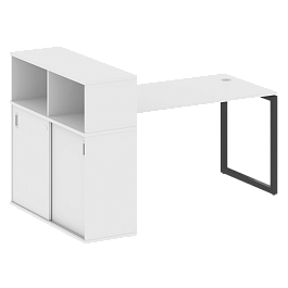 Metal System Quattro Стол письменный с шкафом-купе на О-образном м/к 40БО.РС-СШК-3.3 Т Белый/Антрацит металл 1810*1120*1098 - Фото предпросмотра