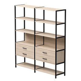 Набор стеллажных систем №7 Everprof EVO 1635x385x1840 Дуб Соната/Черный - Фото предпросмотра